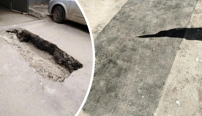 В Рязани заасфальтировали яму после провала автомобиля