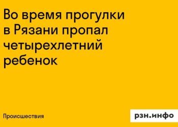 Четырехлетний ребенок пропал в Рязани во время прогулки