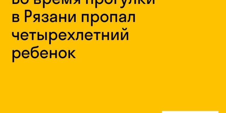 Четырехлетний ребенок пропал в Рязани во время прогулки