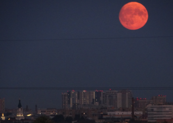 В Сети появился снимок огромной оранжевой Луны над Рязанью