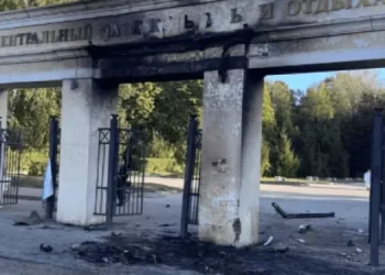 ДБГ приступила к ликвидации последствий пожара у входной группы рязанского ЦПКиО