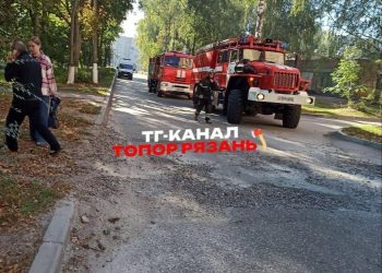 Около рязанской ОКБ засняли машины экстренных служб