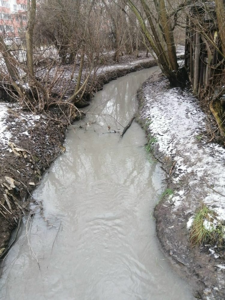 Ручей Быстрец в Рязани приобрел серый окрас