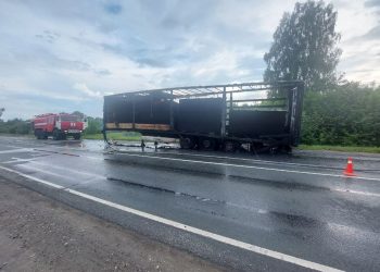 На въезде в рязанское Путятино сгорела фура