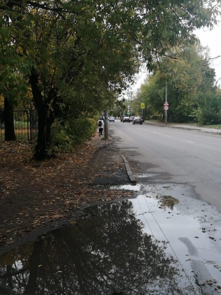 Горожане пожаловались на опасную дорогу возле рязанского лицея №52